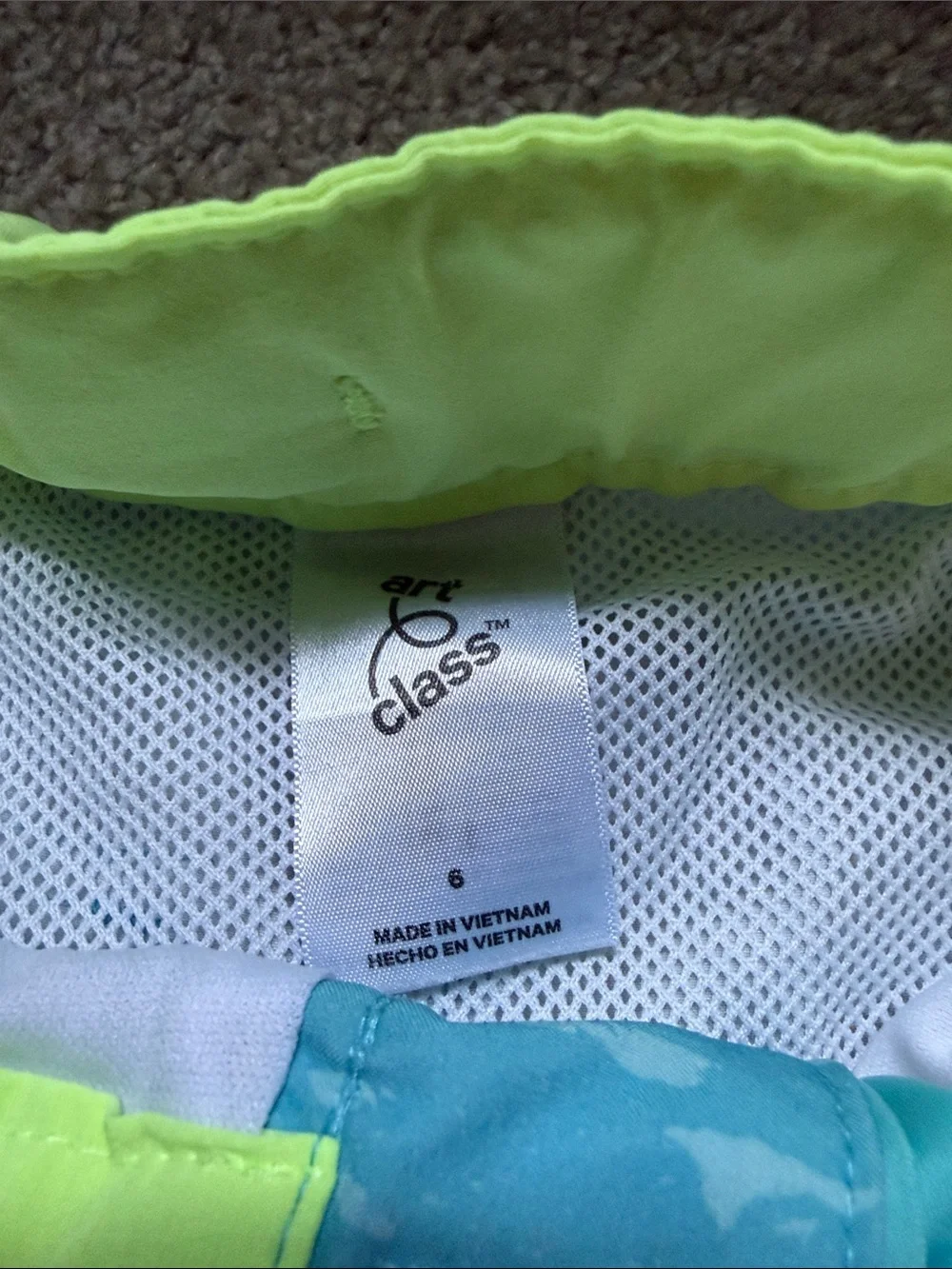 art class Light Blue Swim Shorts with Lime Waistband